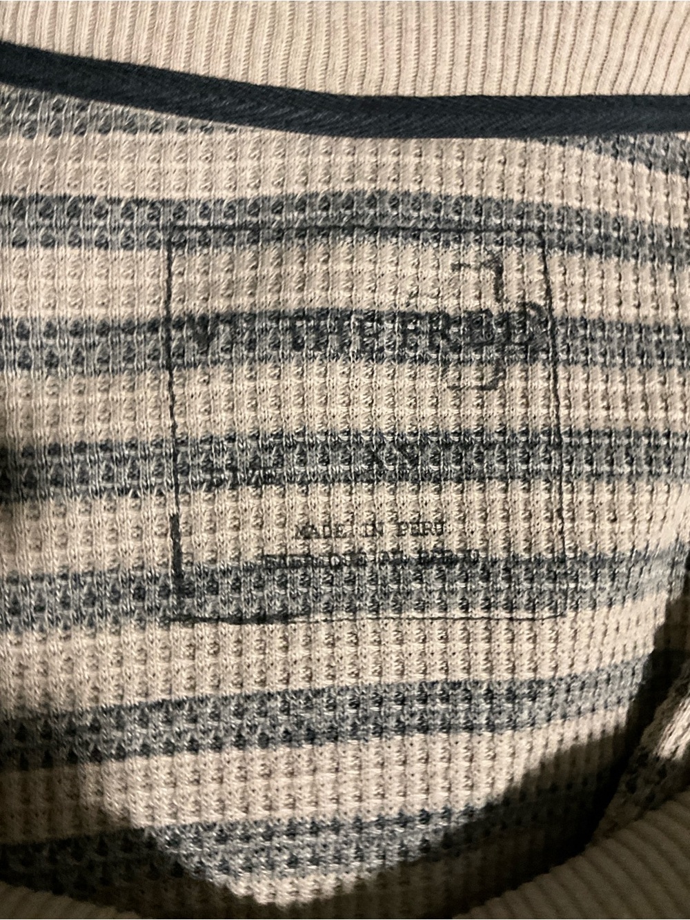 We The Free Free People Love Bug Striped Waffle Knit Thermal Top Small Oversized - Picture 4 of 5